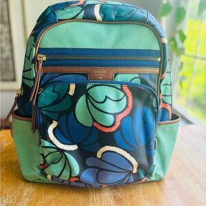 Fossil Floral and Leather Backpack